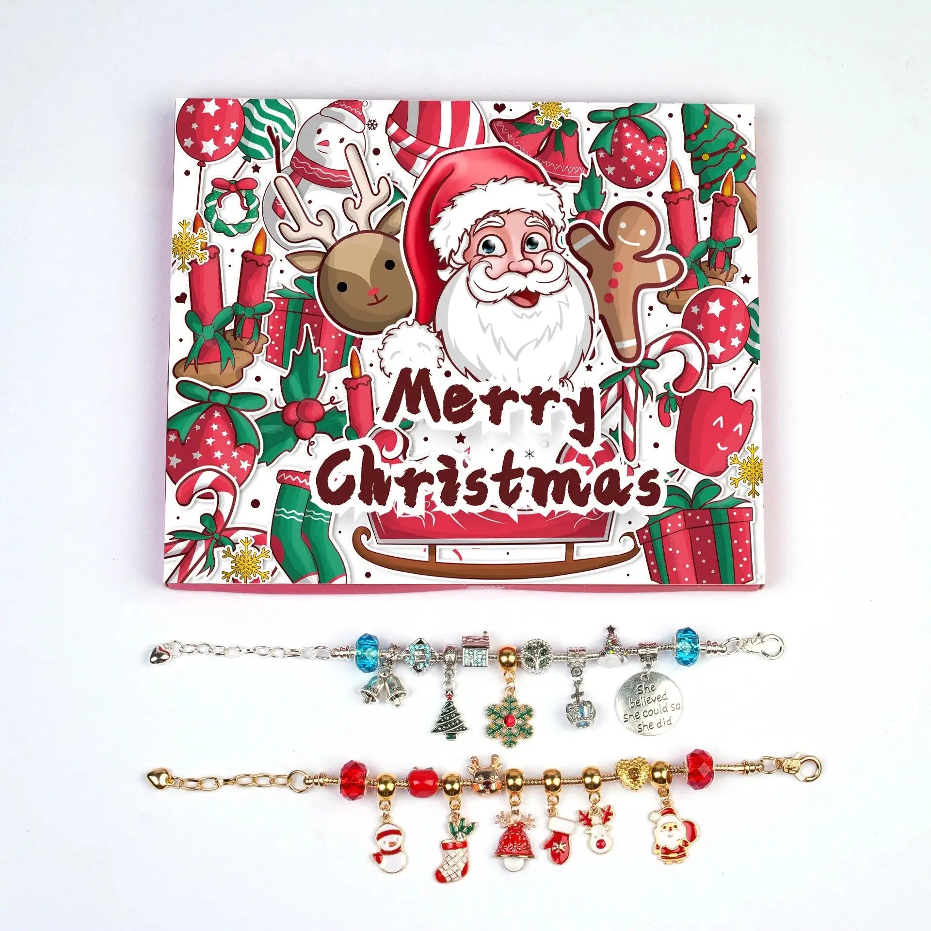 24 Day Advent Calendar Christmas Bells Surprise Blind Box Set Creative Handmade DIY Children's Bracelet Gift Box Bébé Précieux