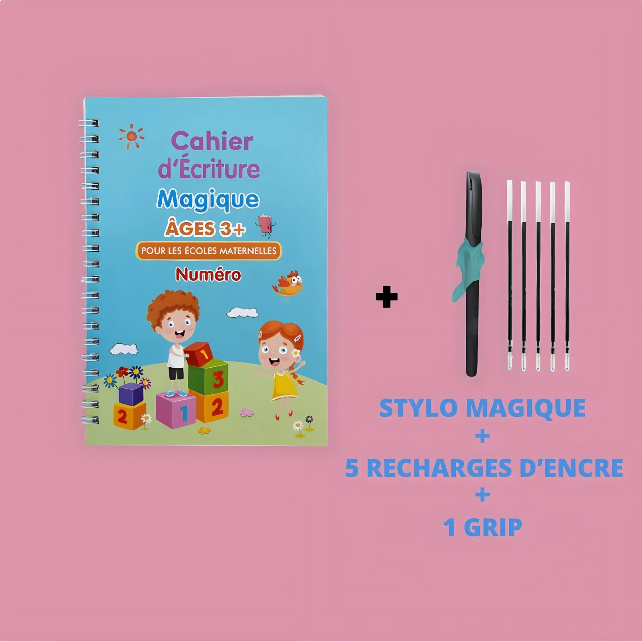MagicBook - Cahiers Réutilisables avec Rainures (+GRIP STYLO OFFERT) Bébé Précieux